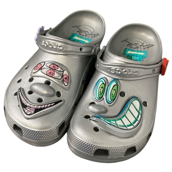 CROCS x SCHARF Classic Silver Unisex CROC Clog NEW, NWT - Picture 1 of 11